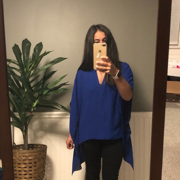 ❤️ Dear Apple High Low Royal Blue Blouse - Picture 4 of 11
